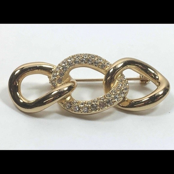 Vintage Christian Dior Link Swarovski Crystal Brooch - Picture 1 of 4